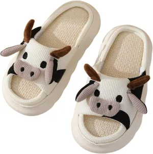FAYUEKEY Cow Slippers for Women Mens Fuzzy Shoes Gift Indoor Outdoor