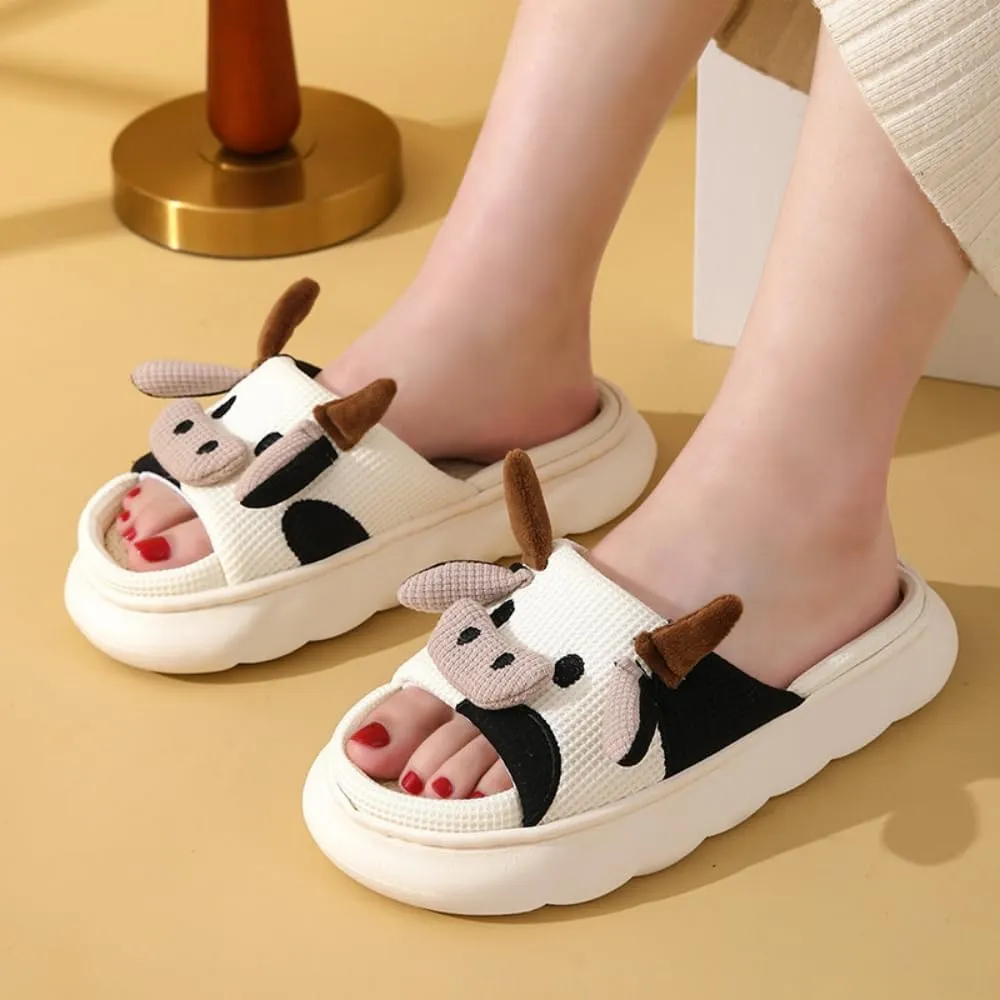 FAYUEKEY Cow Slippers for Women Mens Fuzzy Shoes Gift Indoor Outdoor