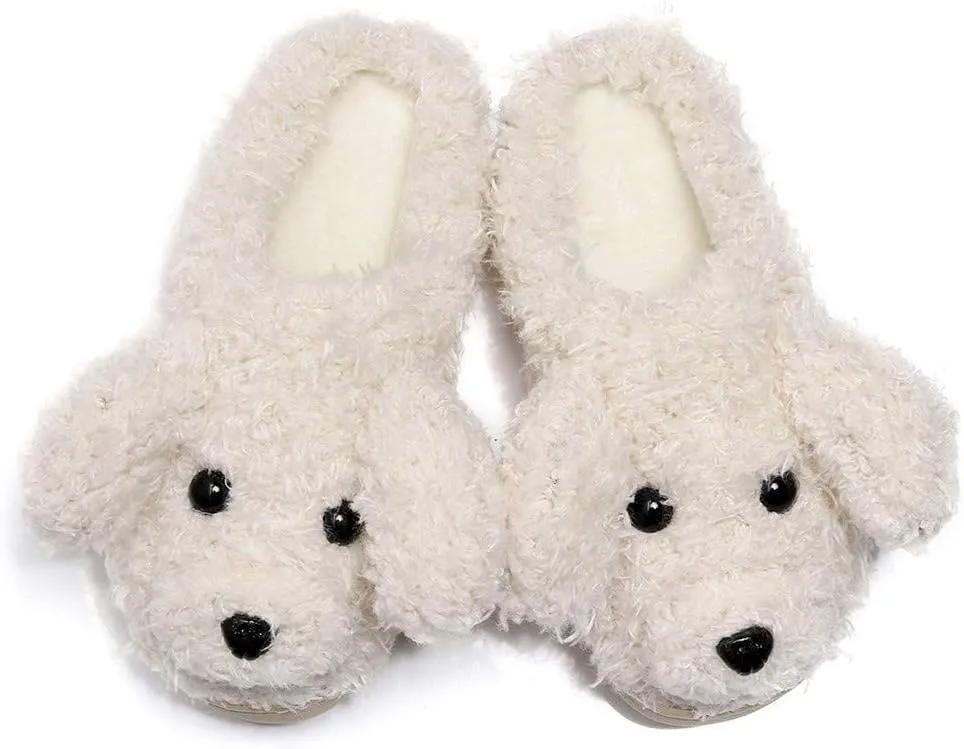 FAYUEKEY Cut Puppy Teddy Animal Slippers For Women Men Girls Winter Warm Memory Foam Cotton Home Soft Plush Fur Shoes Indoor Outdoor