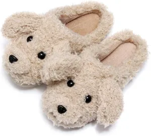 FAYUEKEY Cut Puppy Teddy Animal Slippers For Women Men Girls Winter Warm Memory Foam Cotton Home Soft Plush Fur Shoes Indoor Outdoor