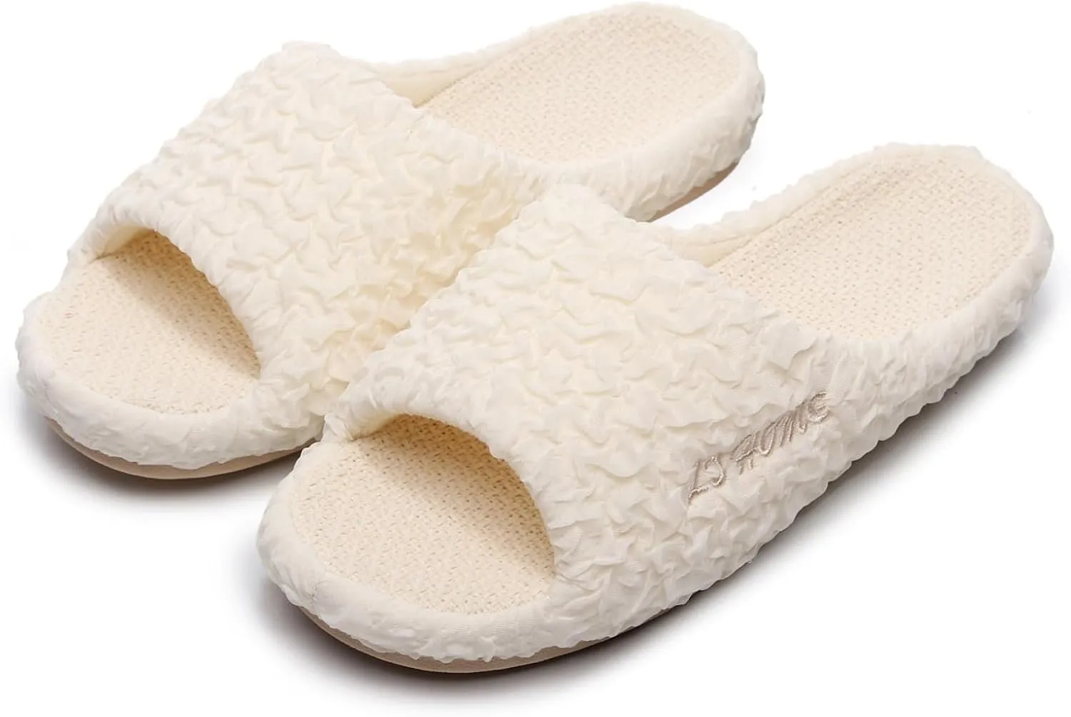 FAYUEKEY Slippers for Women Linen Memory Foam House Bedroom Cozy Indoor Outdoor Slipper Slides