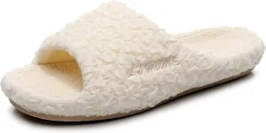 FAYUEKEY Slippers for Women Linen Memory Foam House Bedroom Cozy Indoor Outdoor Slipper Slides