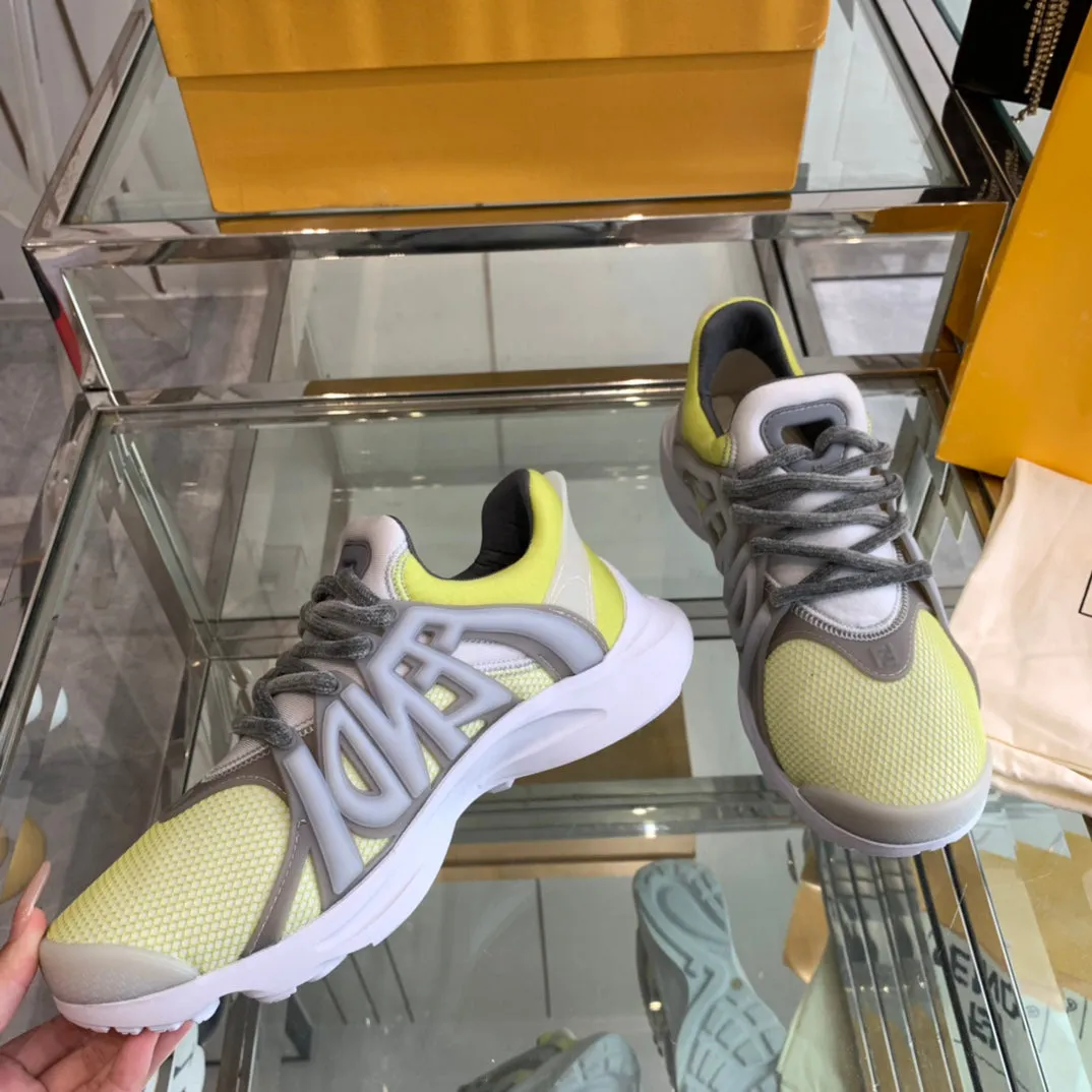 FENDI MIX AND Mega sale MESH GREY SNEAKER YELLOW NEON State-of-the-art TAG RUBBER FENDI IN