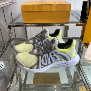 FENDI MIX AND Mega sale MESH GREY SNEAKER YELLOW NEON State-of-the-art TAG RUBBER FENDI IN