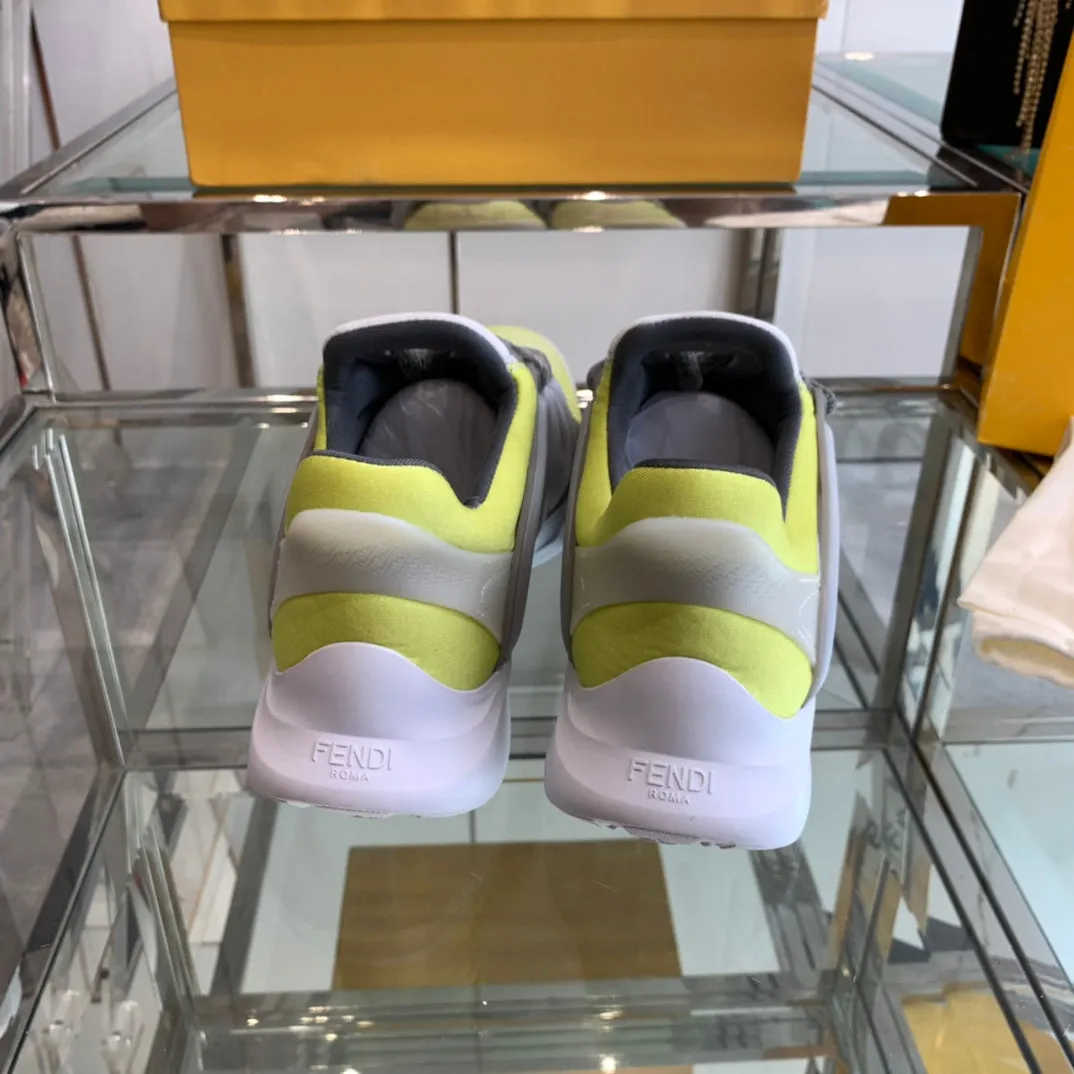 FENDI MIX AND Mega sale MESH GREY SNEAKER YELLOW NEON State-of-the-art TAG RUBBER FENDI IN