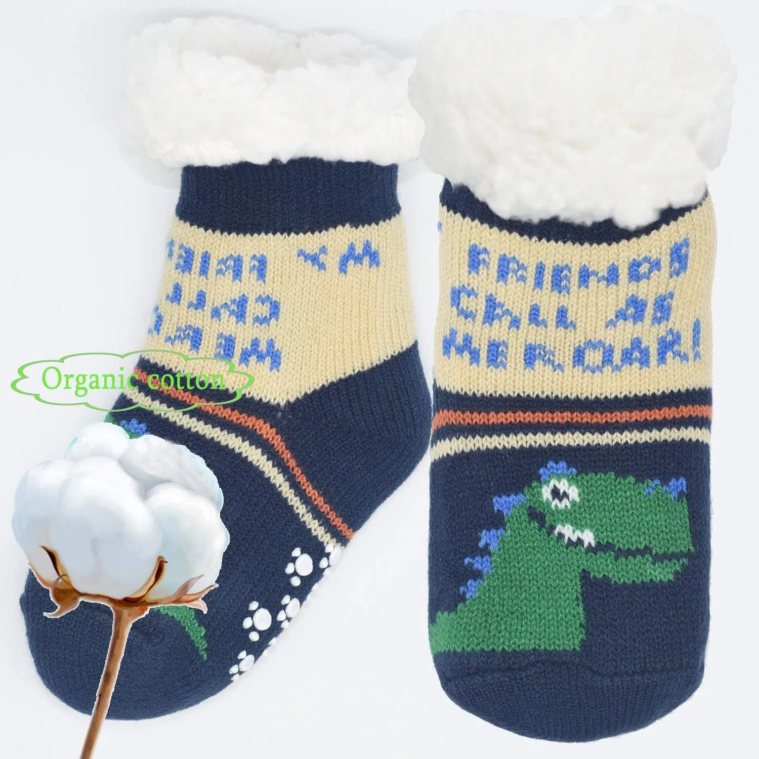 FENELY 3 Pairs Winter Kids Fuzzy Slipper Socks 2-4/4-6/6-8 Girls Boys Thermal Warm Non-Skid，Gifts for Christmas Stocking