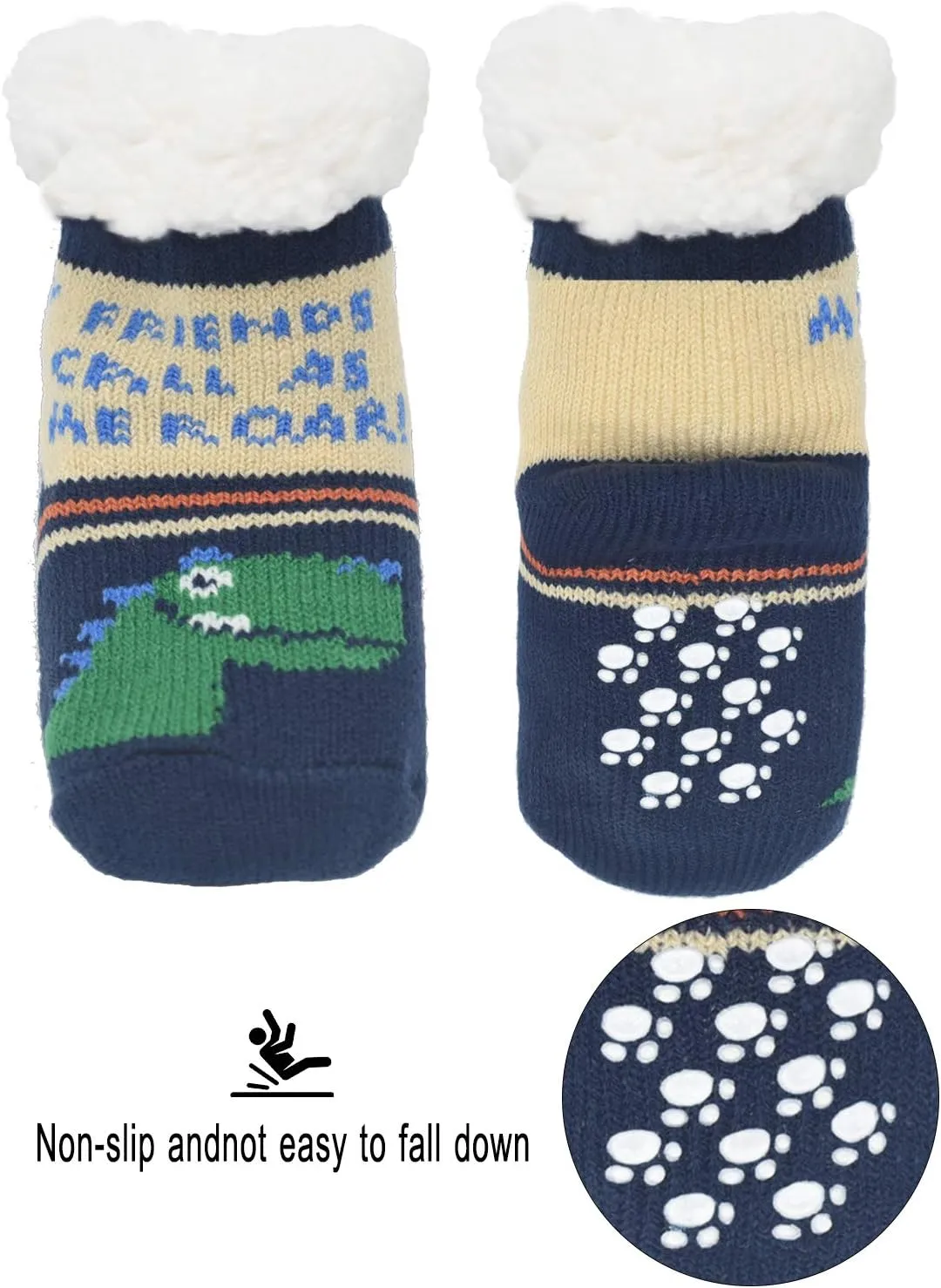 FENELY 3 Pairs Winter Kids Fuzzy Slipper Socks 2-4/4-6/6-8 Girls Boys Thermal Warm Non-Skid，Gifts for Christmas Stocking