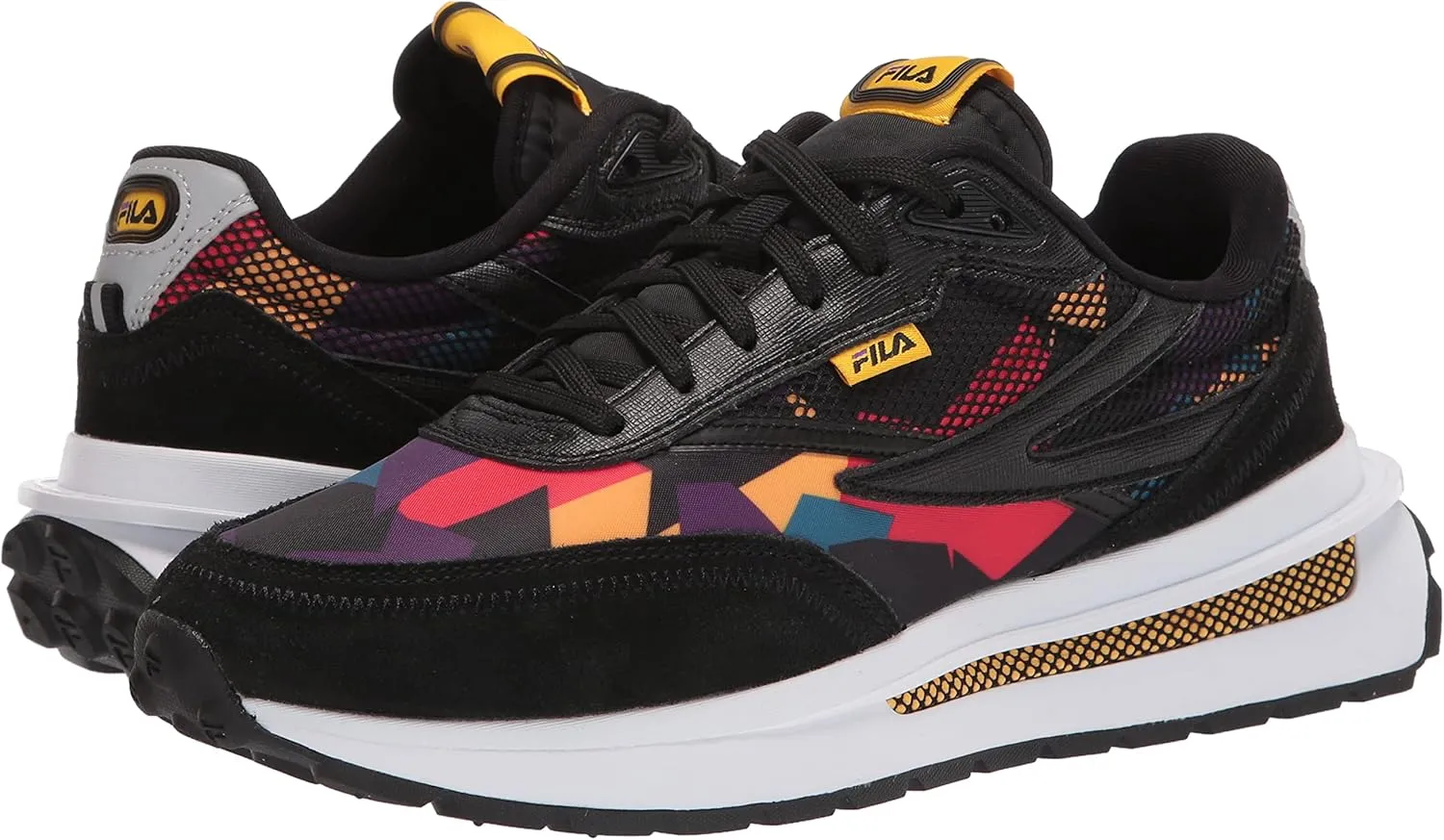 Fila Men's Renno '90s 1CM01283 Vintage Sneakers, Black/Old Gold/Capri Breeze