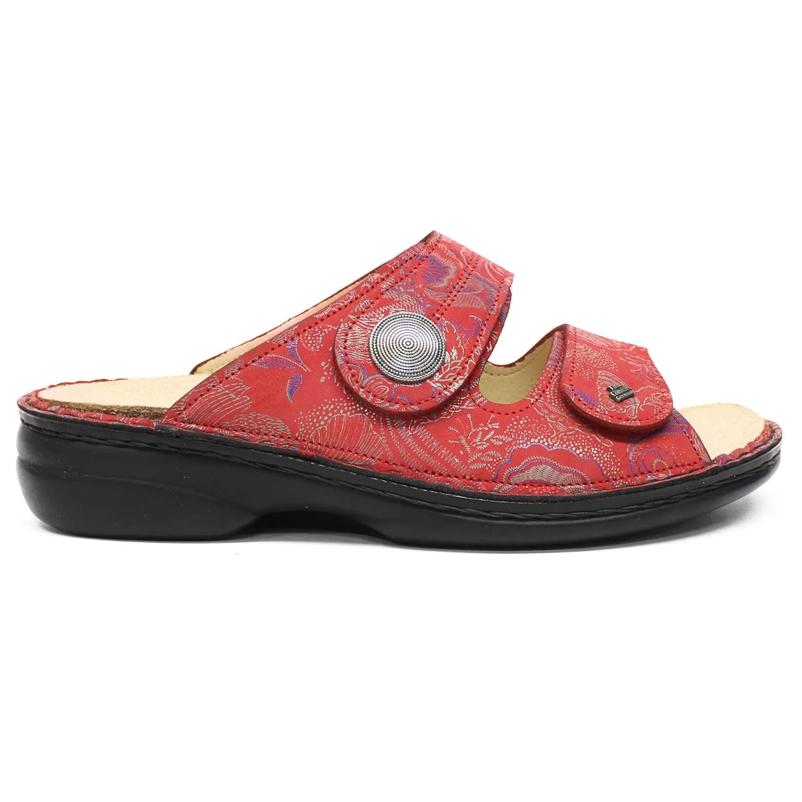 Finn Comfort Sansibar Patterned Leather Women's Slip-On Sandals