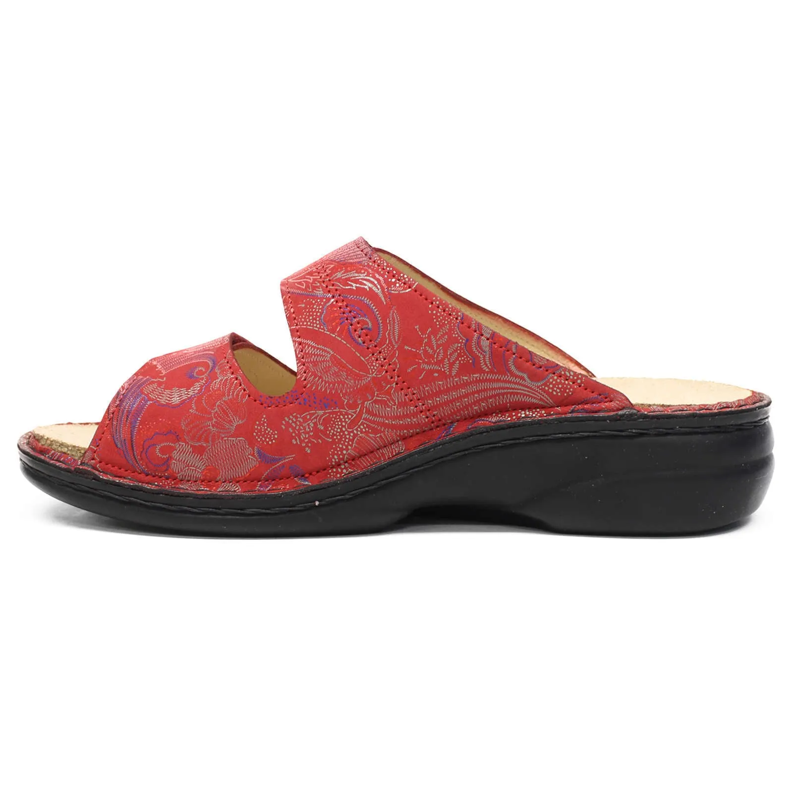 Finn Comfort Sansibar Patterned Leather Women's Slip-On Sandals