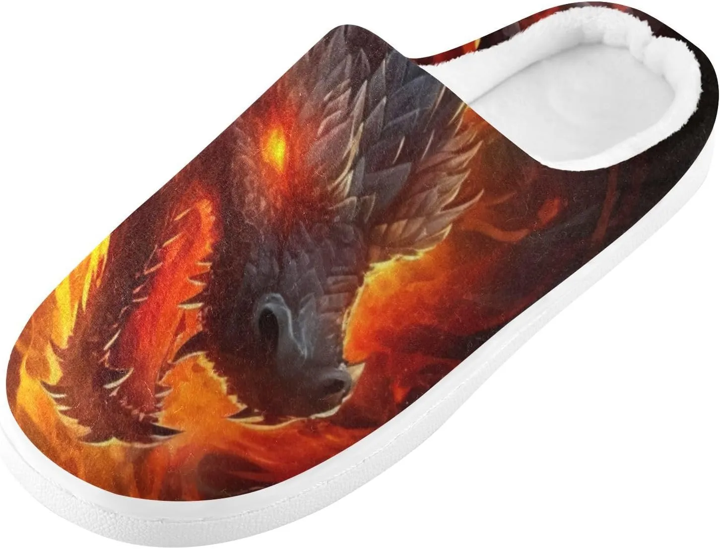 Fire Water Flame Dragon Animal Slippers for Women Men Indoor Slippers Memory Foam Fuzzy Slippers House Shoes for Indoor Outdoor Size 6/7