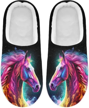 Fire Water Flame Dragon Animal Slippers for Women Men Indoor Slippers Memory Foam Fuzzy Slippers House Shoes for Indoor Outdoor Size 6/7