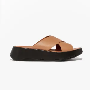 FitFlop F-MODE WOVEN-LEATHER Womens Slides Latte Tan