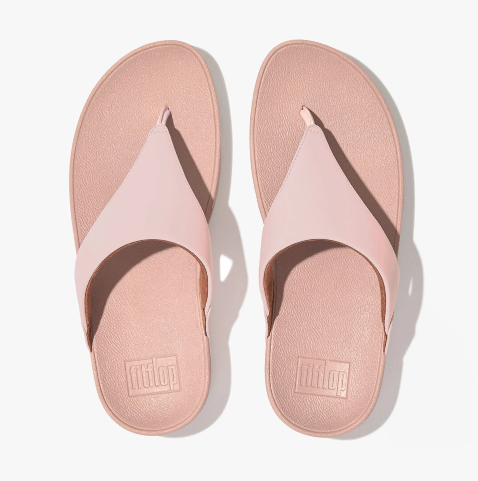 FitFlop LULU Womens Leather Toe-Post Sandals Pink Salt