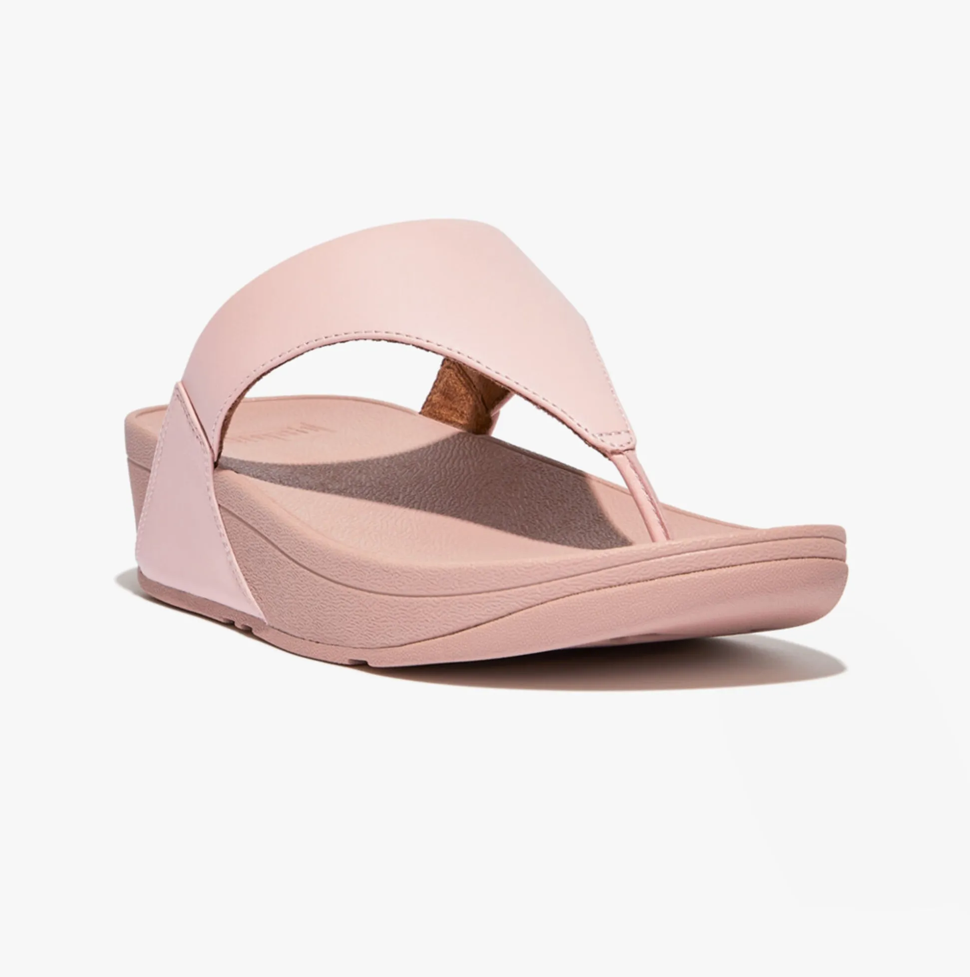 FitFlop LULU Womens Leather Toe-Post Sandals Pink Salt
