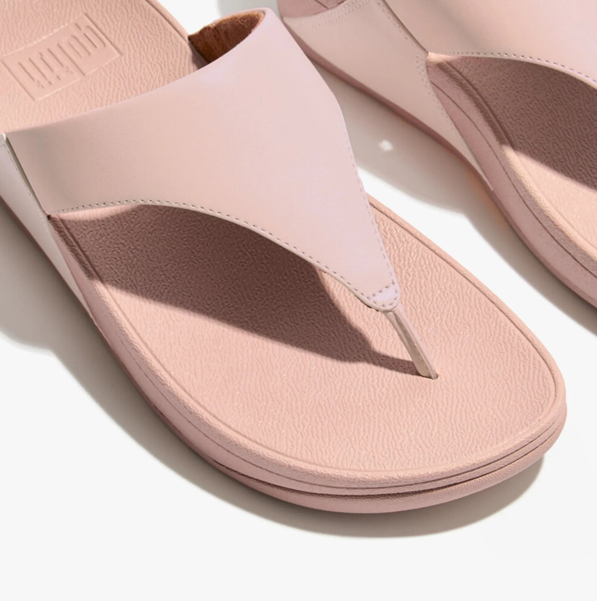 FitFlop LULU Womens Leather Toe-Post Sandals Pink Salt