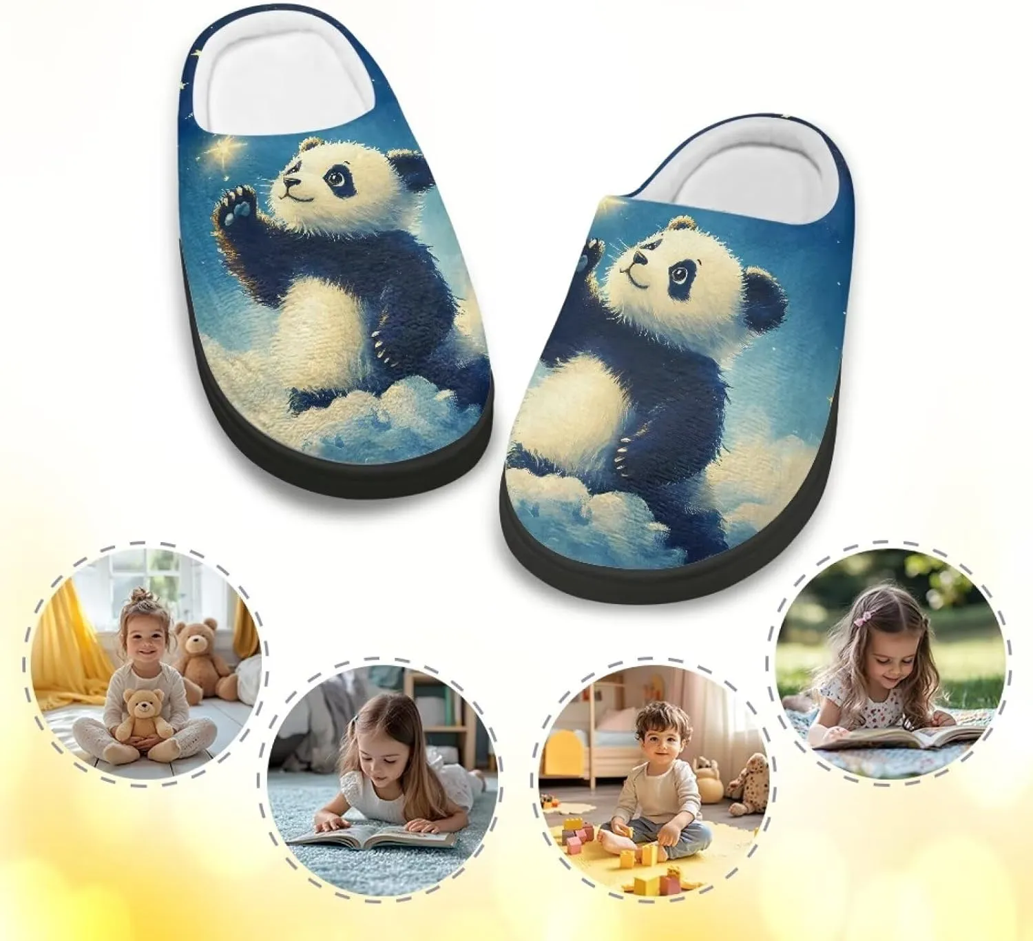 Flannel Slippers for Kids, Closed Toe Fluffy Slippers for Winter, Comfy Soft Home Slippers for Walking