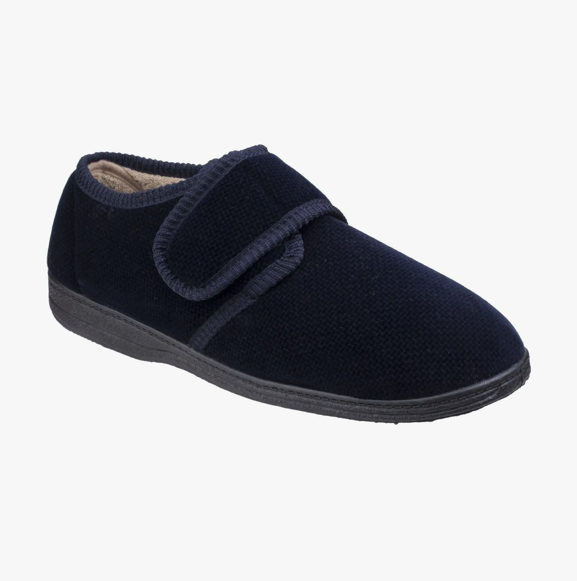 Fleet & Foster SAM Mens Velour Full Slippers Navy