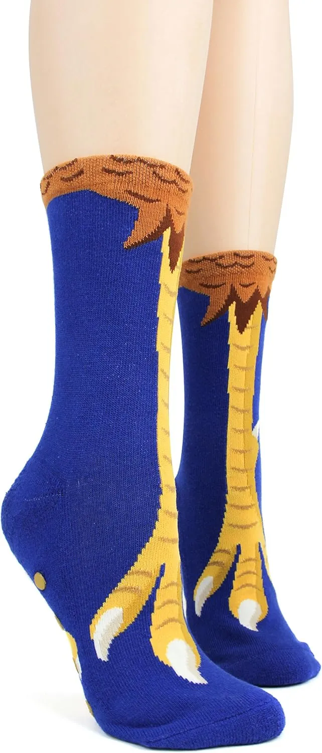 Foot Traffic Novelty Slip Grip Socks for Women, Warm Slipper Socks with Nonslip Pads