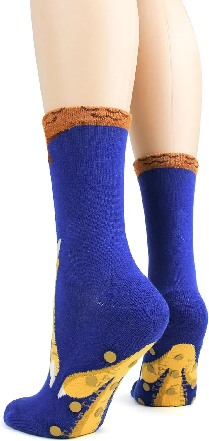 Foot Traffic Novelty Slip Grip Socks for Women, Warm Slipper Socks with Nonslip Pads
