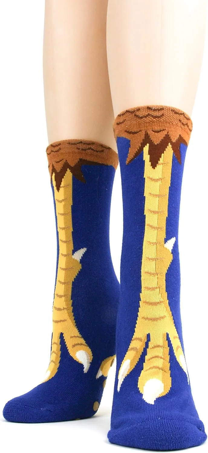 Foot Traffic Novelty Slip Grip Socks for Women, Warm Slipper Socks with Nonslip Pads