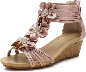 FRALOSHA Wedge Sandals for Women Open Toe Casual Summer Roman High Heel Breathable Beach Sandals