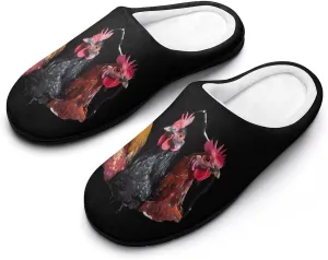 Funny Chicken Pick Heads Men's Cotton Slippers Memory Foam Washable Shoes in Outdoor and Indoor