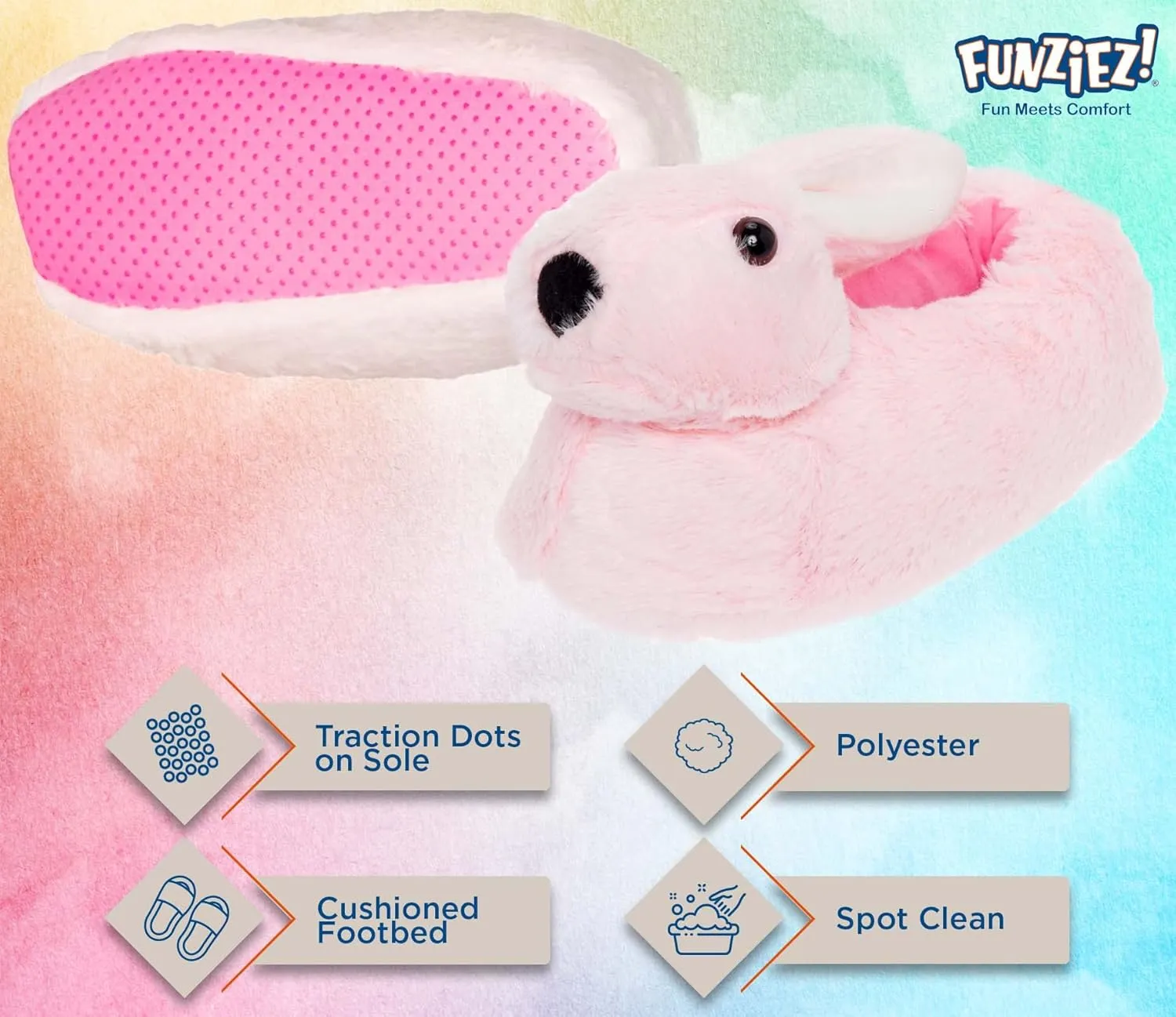 Funziez! Fuzzy Animal Slippers for Women & Men, House Shoes, Teddy Bear, Cow, Cute, Great Mother's Day Gift for Mom, Wife, Daughter