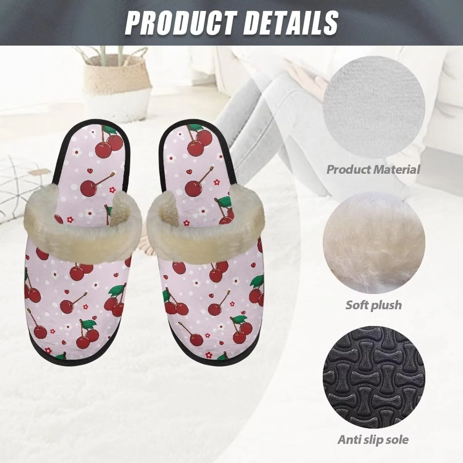 Fuzzy House Slippers for Women Closed Toe Home Shoes Washable Winter Warm Bedroom Slippers for Women Size 3-12