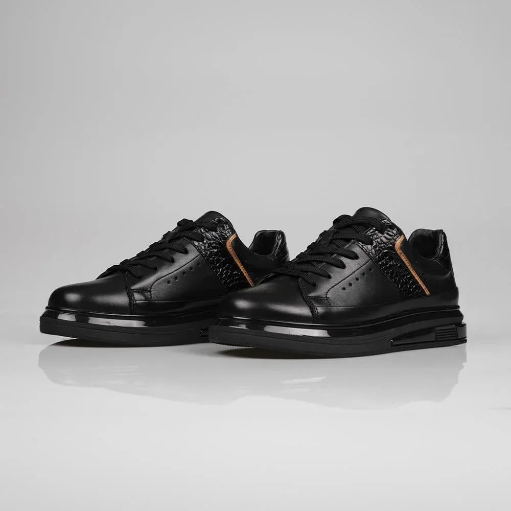Genuine Leather Black Sneaker TG-300 SCB-482