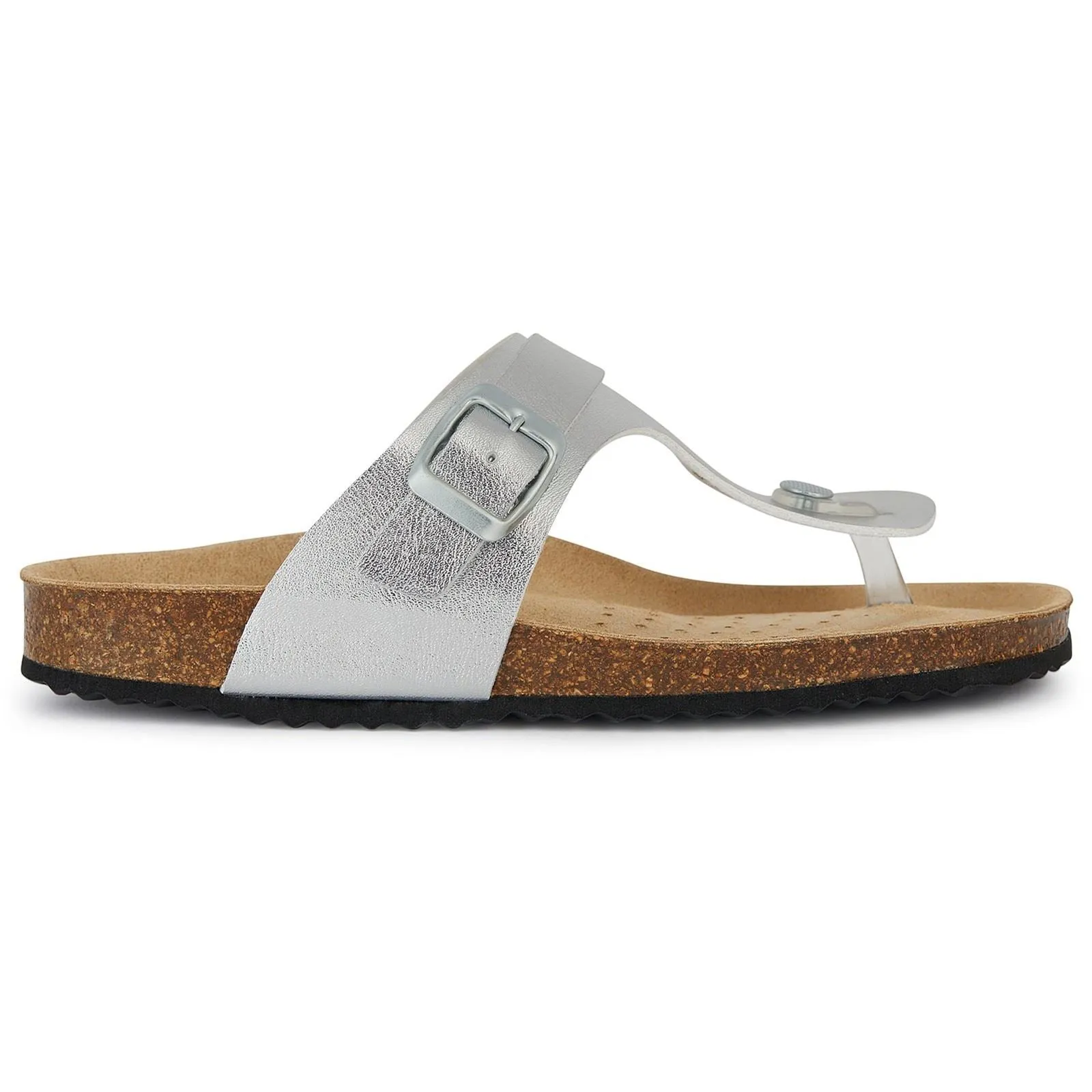 Geox D Brionia Metal Synthetic Polyurethane Women's Silver Sandals