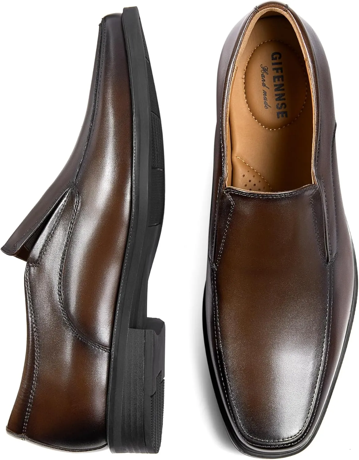 GIFENNSE Mens Loafers Leather Slip-on Dress Shoes