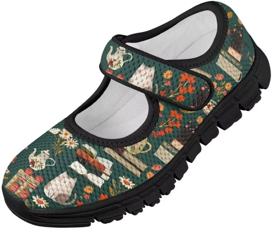 Girl's Mary Jane Shoes Little Girl Casual Anti-Slip Mesh Sneaker with Magic Sticker for Walking Campimg