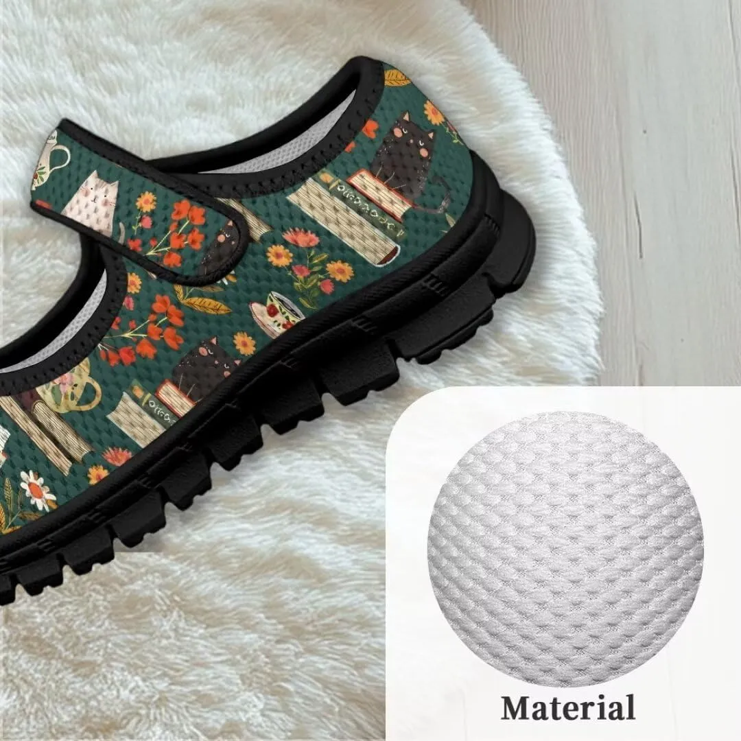Girl's Mary Jane Shoes Little Girl Casual Anti-Slip Mesh Sneaker with Magic Sticker for Walking Campimg