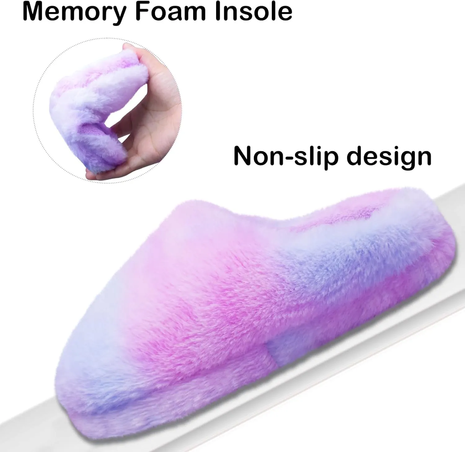 Girl's Plush House Slippers Comfy Faux Fur Non-Slip Rubber Sole House Shoes for Kids Bedroom Indoor Outdoor Warm Shoes