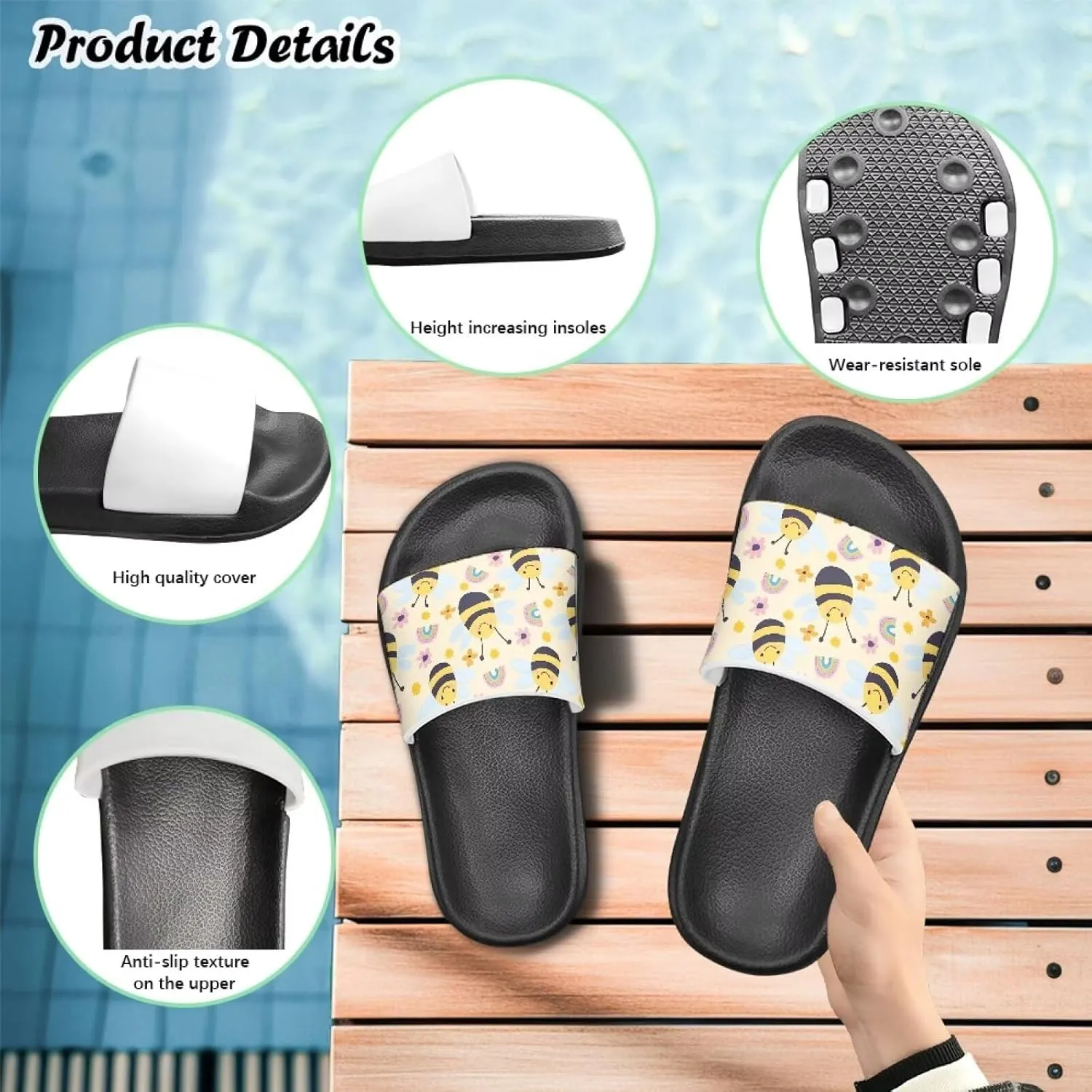Girls Slides Sandals Anti Slip Shower Pool Sandal Ultra Comfy Open Toe Slippers for Indoor Outdoor Little Kid/Big Kid