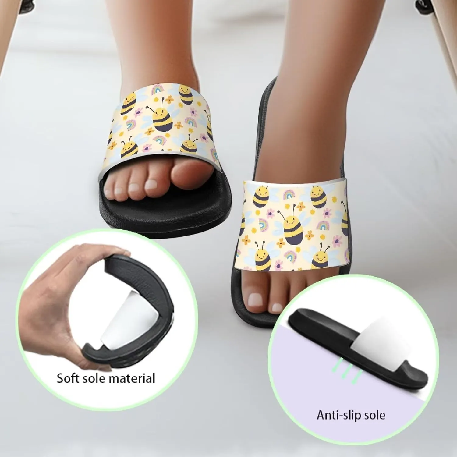 Girls Slides Sandals Anti Slip Shower Pool Sandal Ultra Comfy Open Toe Slippers for Indoor Outdoor Little Kid/Big Kid