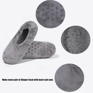 GLENMEARL Slipper Socks for Women, 2 Pair Slipper Socks with Grips for Woman, Non Slip Soft Sole Winter Bedroom Cozy Sock Indoor Home Slippers