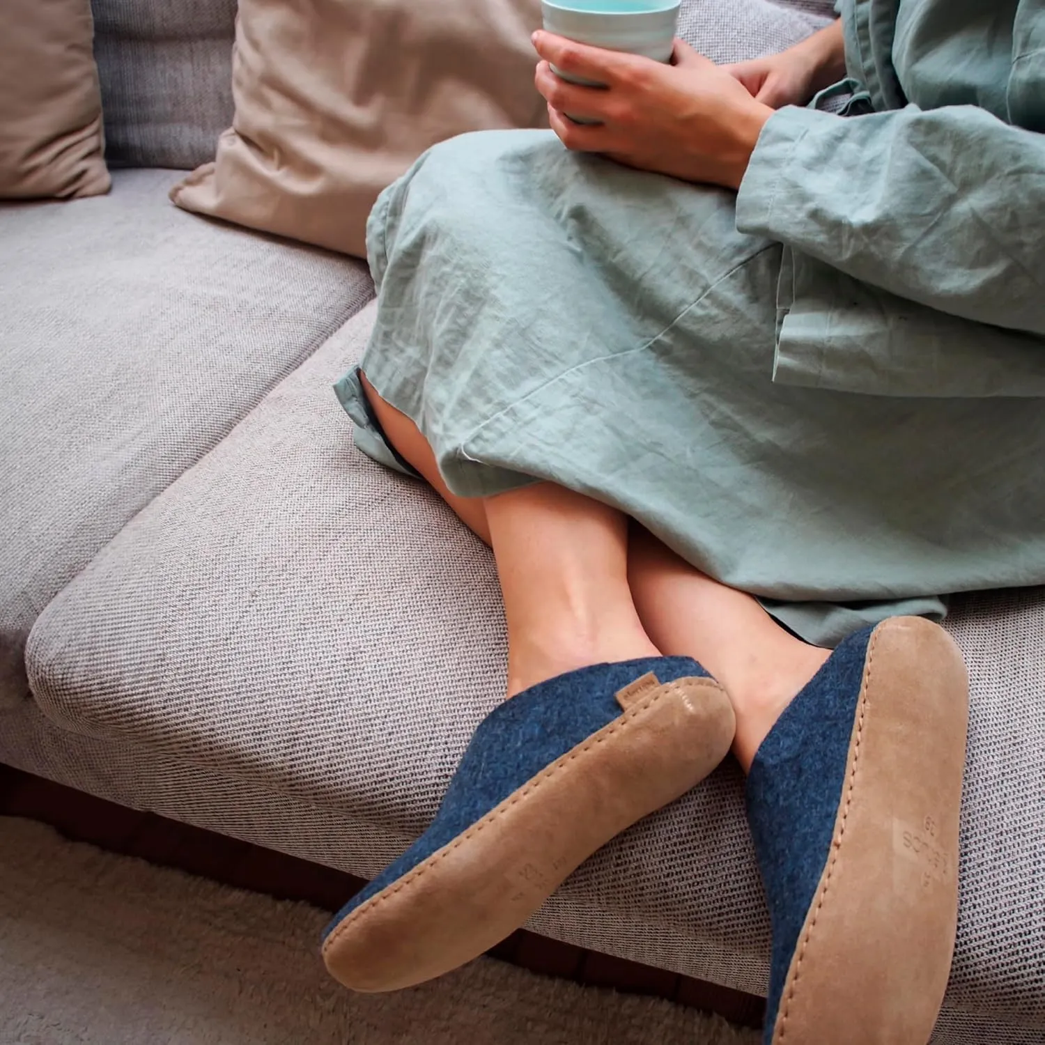 Glerups 100% Gotland Sheep Wool Slipper with leather sole - Unisex Slip-on