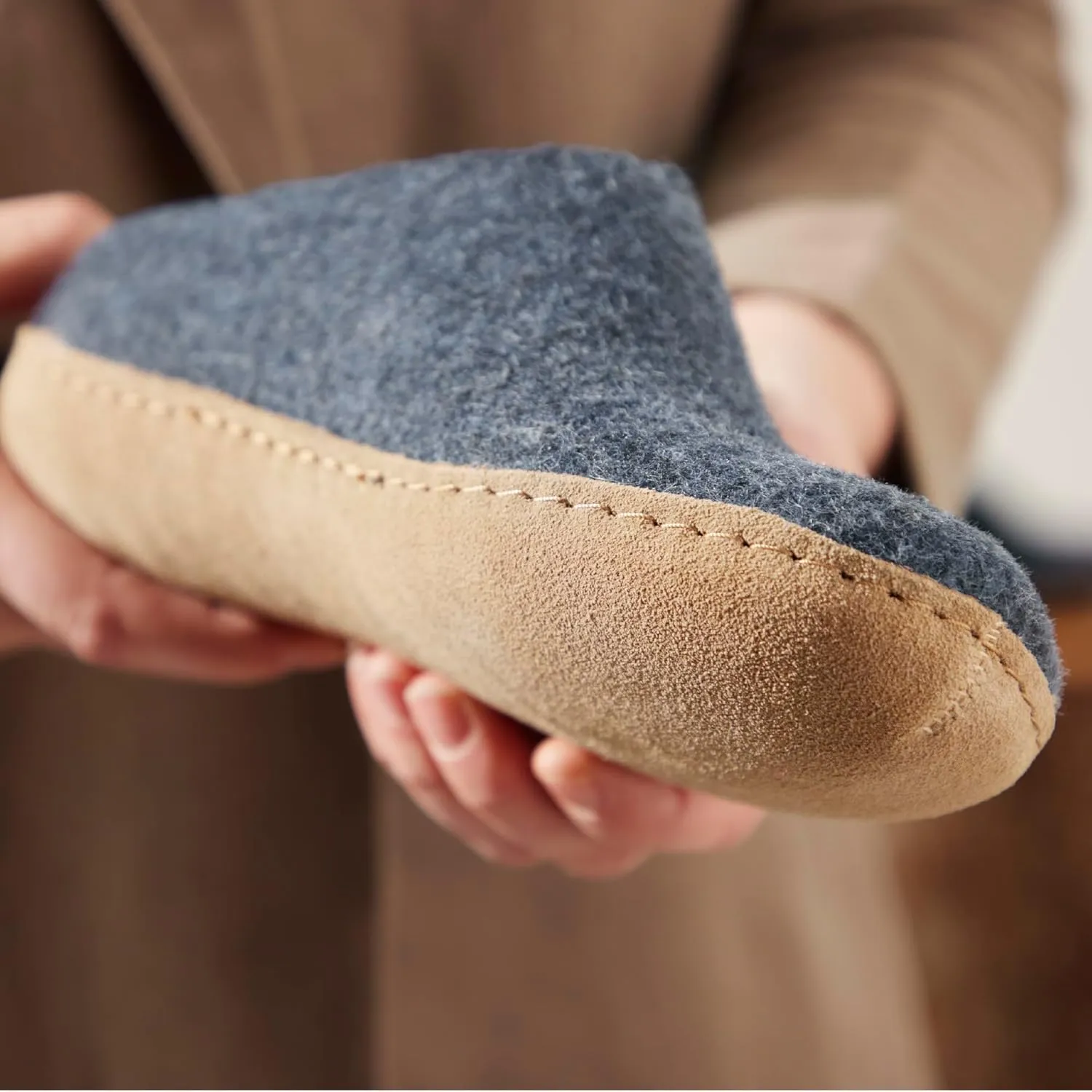 Glerups 100% Gotland Sheep Wool Slipper with leather sole - Unisex Slip-on