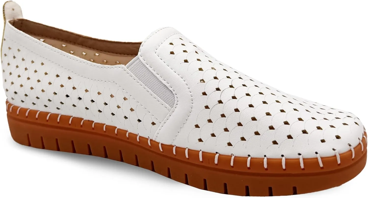 Glolily Elle Perf Women's Comfort Sneakers - Orthotic Lightweight & Flexible Walking Shoes with Arch Support, Comfortable Casual Fashion Shoes for Women