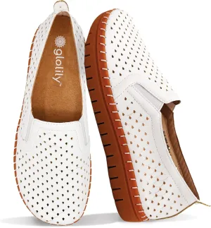 Glolily Elle Perf Women's Comfort Sneakers - Orthotic Lightweight & Flexible Walking Shoes with Arch Support, Comfortable Casual Fashion Shoes for Women