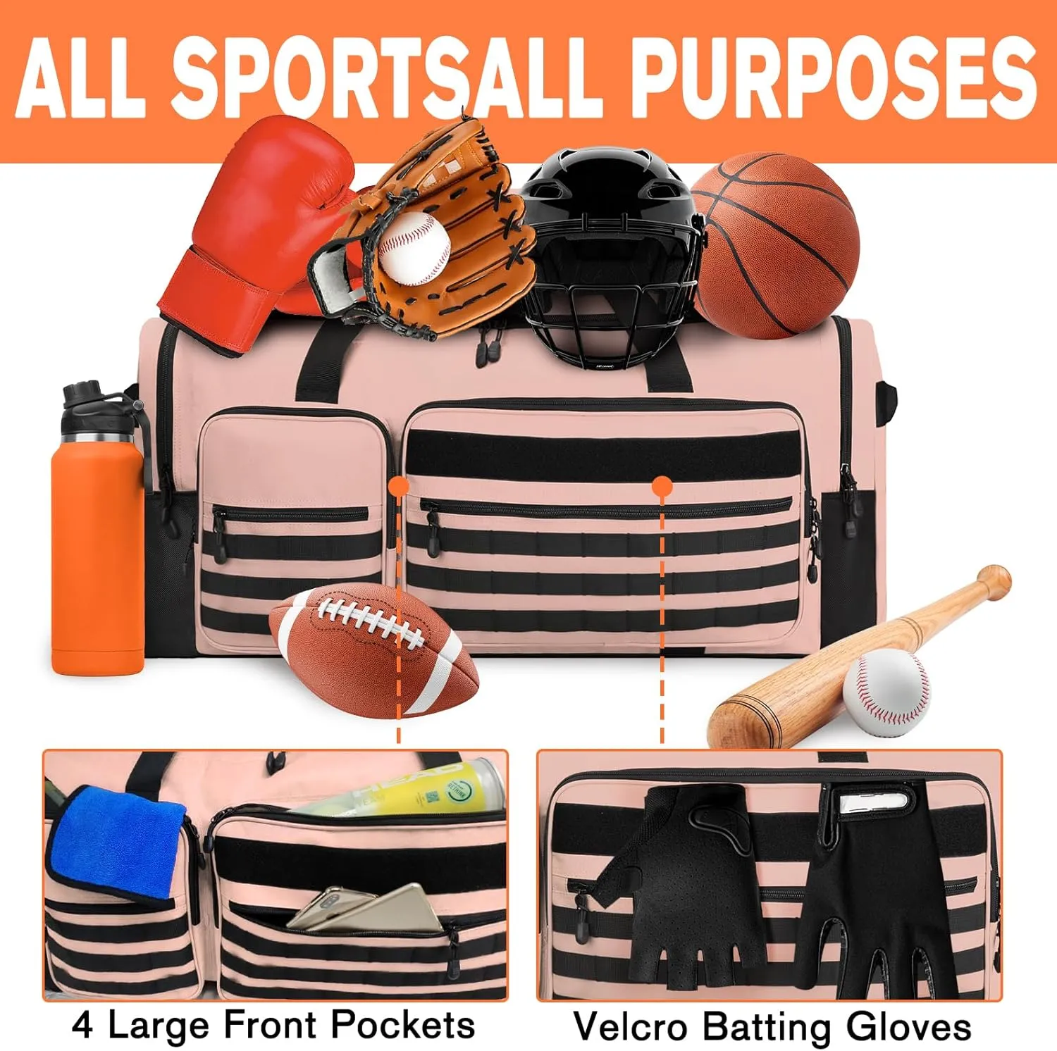 Goloni 130L Heavy Duty Large Duffle Equipment Bag,Catchers Gear Bag with Shoe Compartment,Baseball Duffle Bag