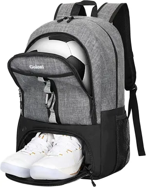 Goloni Youth Soccer Bag,Basketball Bag with Ball Compartment & Shoe Compartment,Backpack for Football Volleyball Basketball