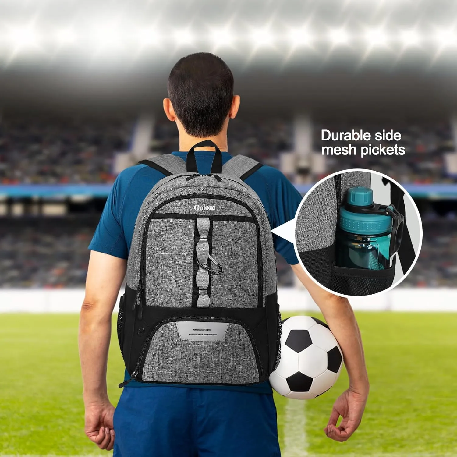 Goloni Youth Soccer Bag,Basketball Bag with Ball Compartment & Shoe Compartment,Backpack for Football Volleyball Basketball