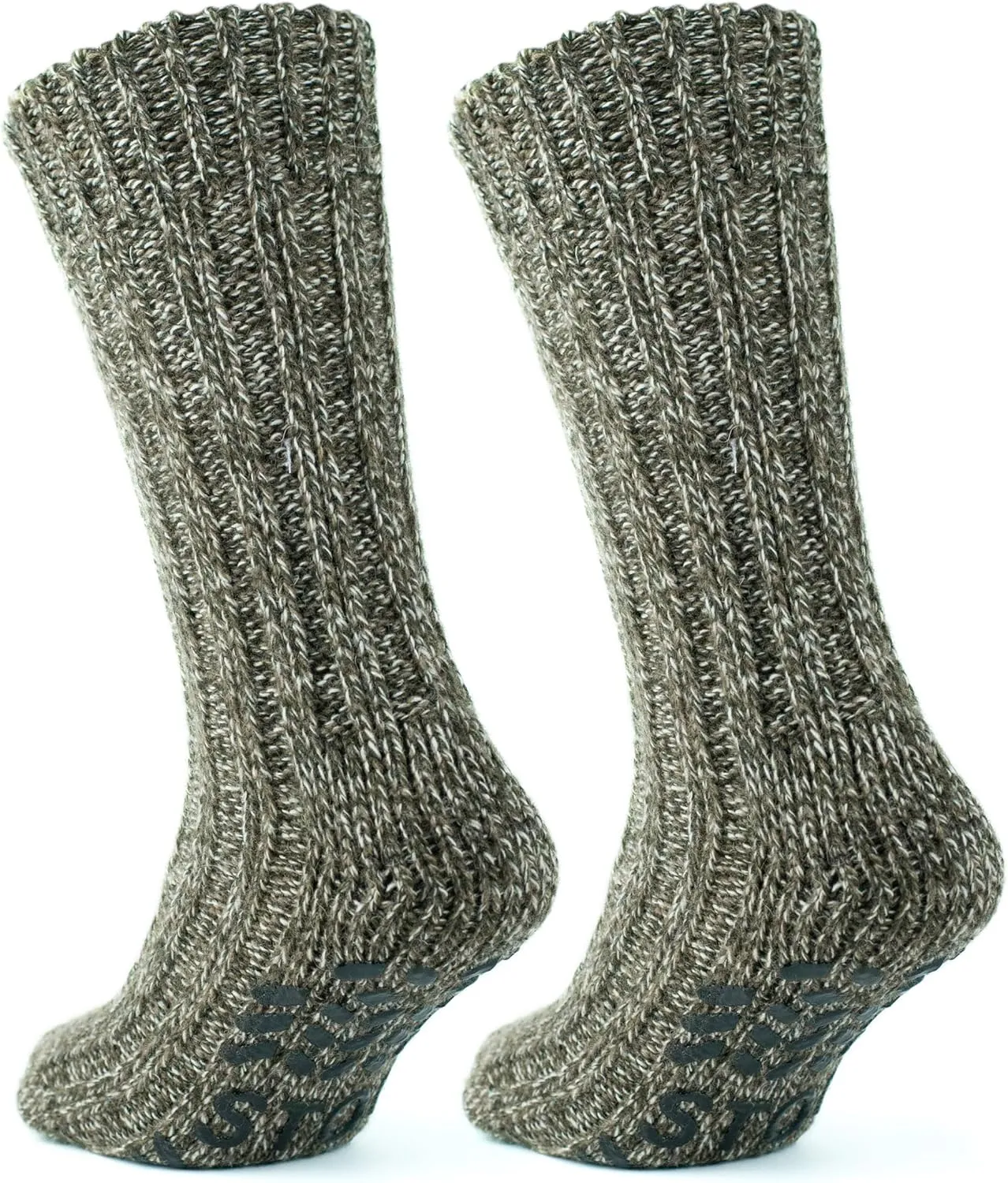 GoWith Unisex Merino Wool Slipper Socks, Thick Warm No Slip Cozy Grip Non-Skid Hospital Winter Socks for Men & Women