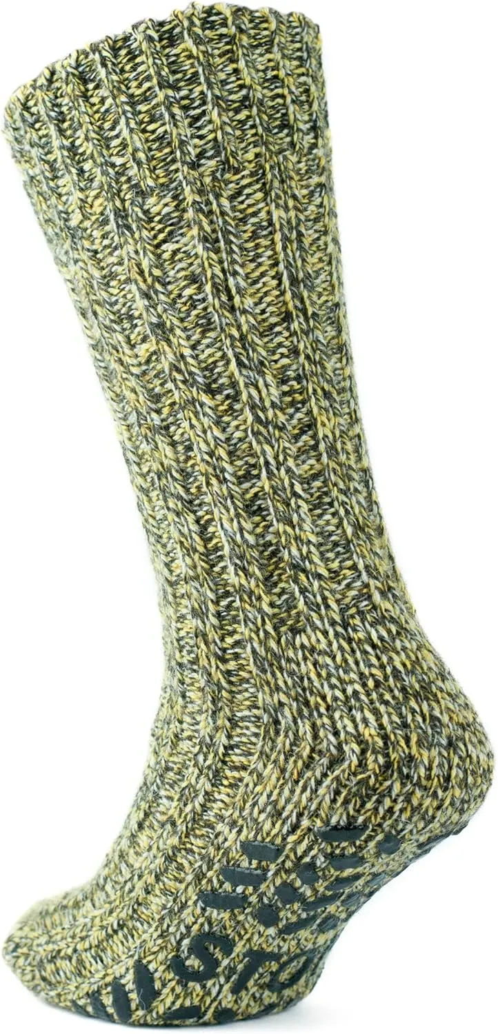 GoWith Unisex Merino Wool Slipper Socks, Thick Warm No Slip Cozy Grip Non-Skid Hospital Winter Socks for Men & Women