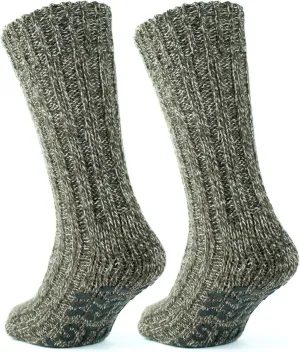 GoWith Unisex Merino Wool Slipper Socks, Thick Warm No Slip Cozy Grip Non-Skid Hospital Winter Socks for Men & Women