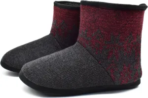 GPOS Knit Rock Wool Warm Men Indoor Pull on Cozy Memory Foam Slipper Boots Soft Rubber Sole