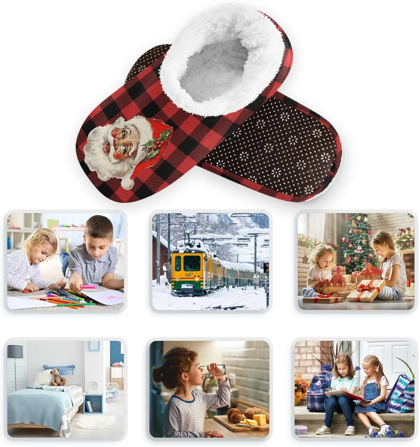 Gredecor Boys Girls Toddler Slippers Home House Slippers Warm Fur Non Slip Plush Indoor Slipper Socks for Kids¡­